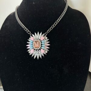 Elegant Pink and Blue Gemstone Necklace